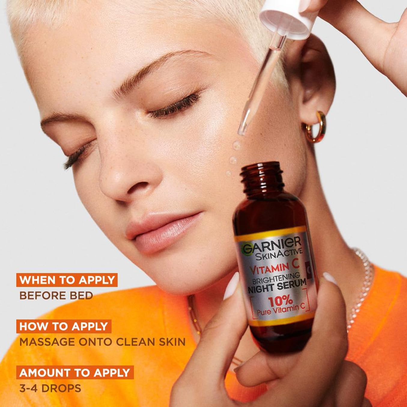 Garnier Targeted Anti Dark Spot Night Serum for Face, With 10% Pure Vitamin C, 30 ml