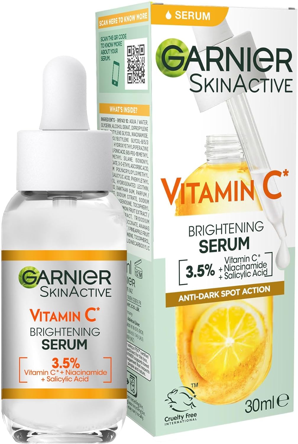 Garnier Targeted Anti Dark Spot Night Serum for Face, With 10% Pure Vitamin C, 30 ml