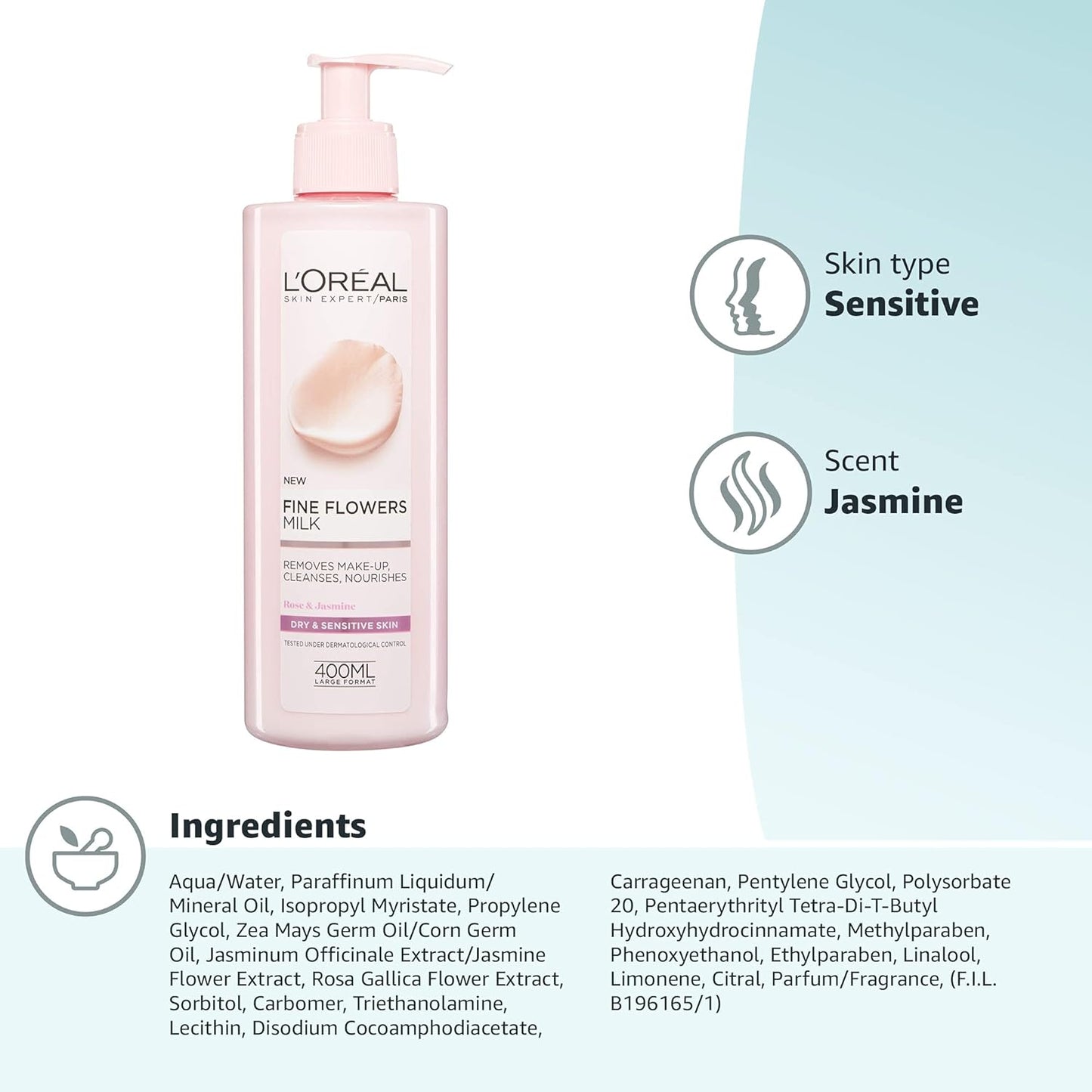 L'Oreal Paris Fine Flowers Cleansing Milk Lotion Makeup Remover 400ml