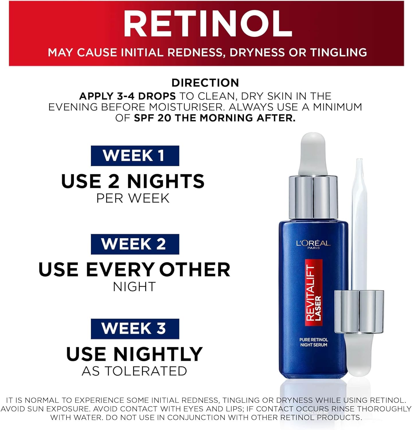 L'Oreal Paris Revitalift Laser Pure Retinol Deep Anti-Wrinkle Night Serum, 30ml