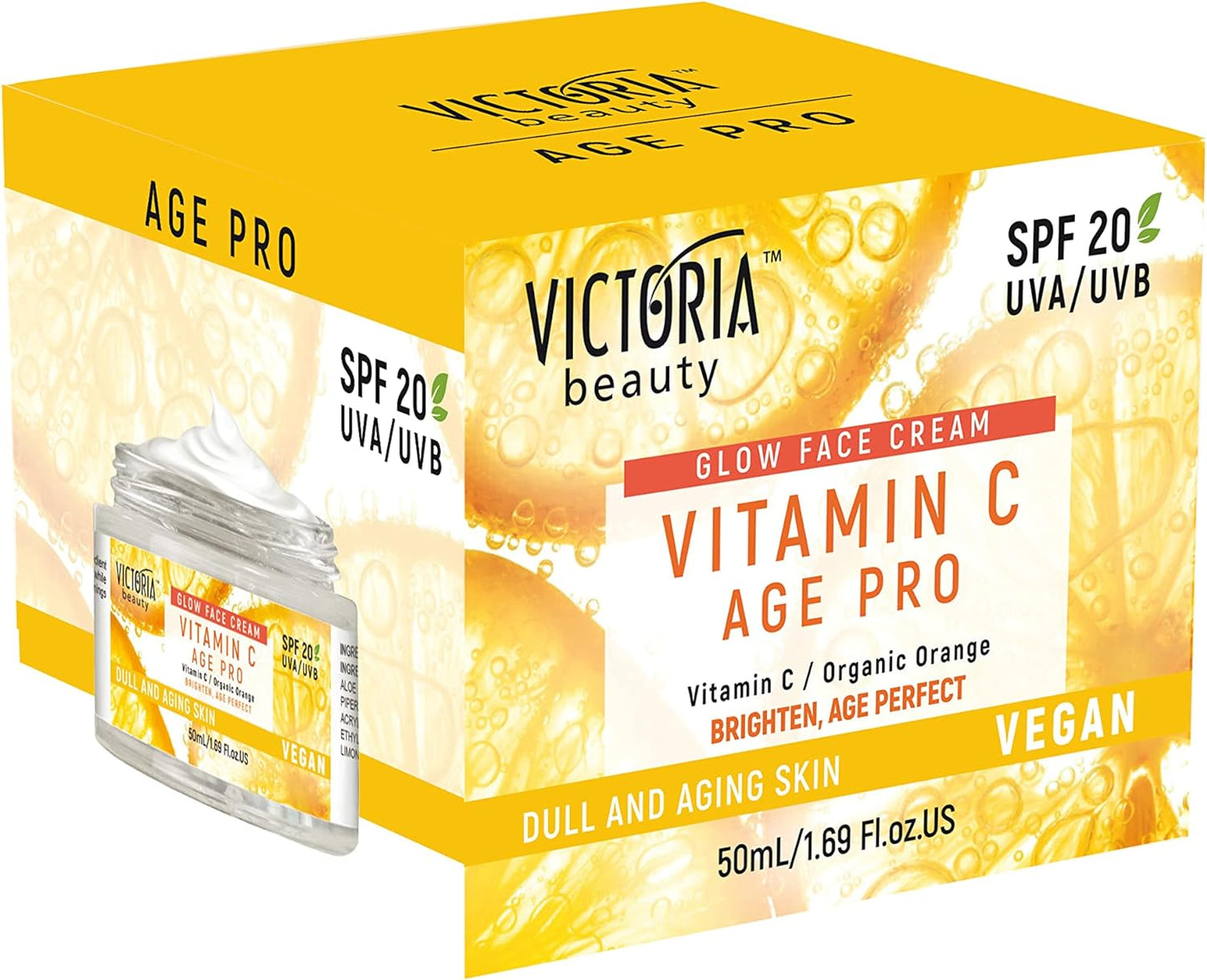Victoria Beauty Vitamin C Face Cream with 20 SPF - Dark Spot Treatment - Vegan, 82% Natural