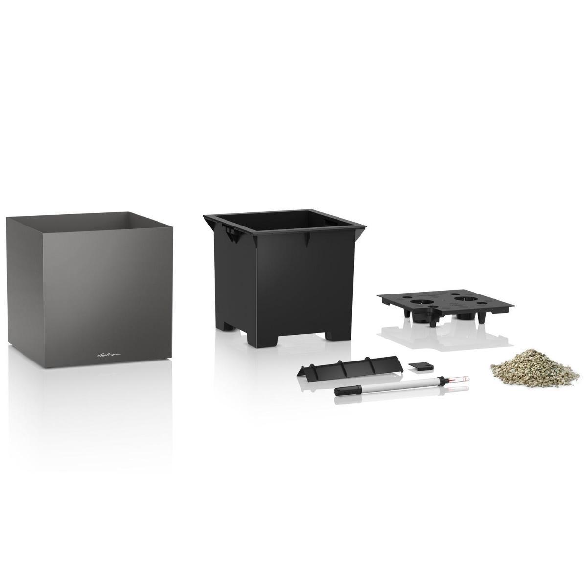 LECHUZA CANTO Stone 30 High Poly Resin Floor Self-watering Planter with Substrate and Water Level Indicator