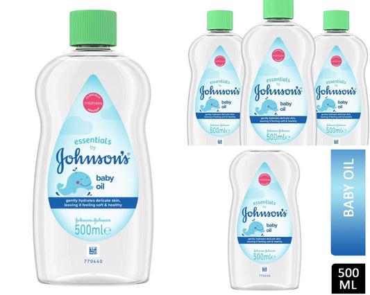 3x Johnsons Essentials Baby Massage Oil 500ml Big Bottle