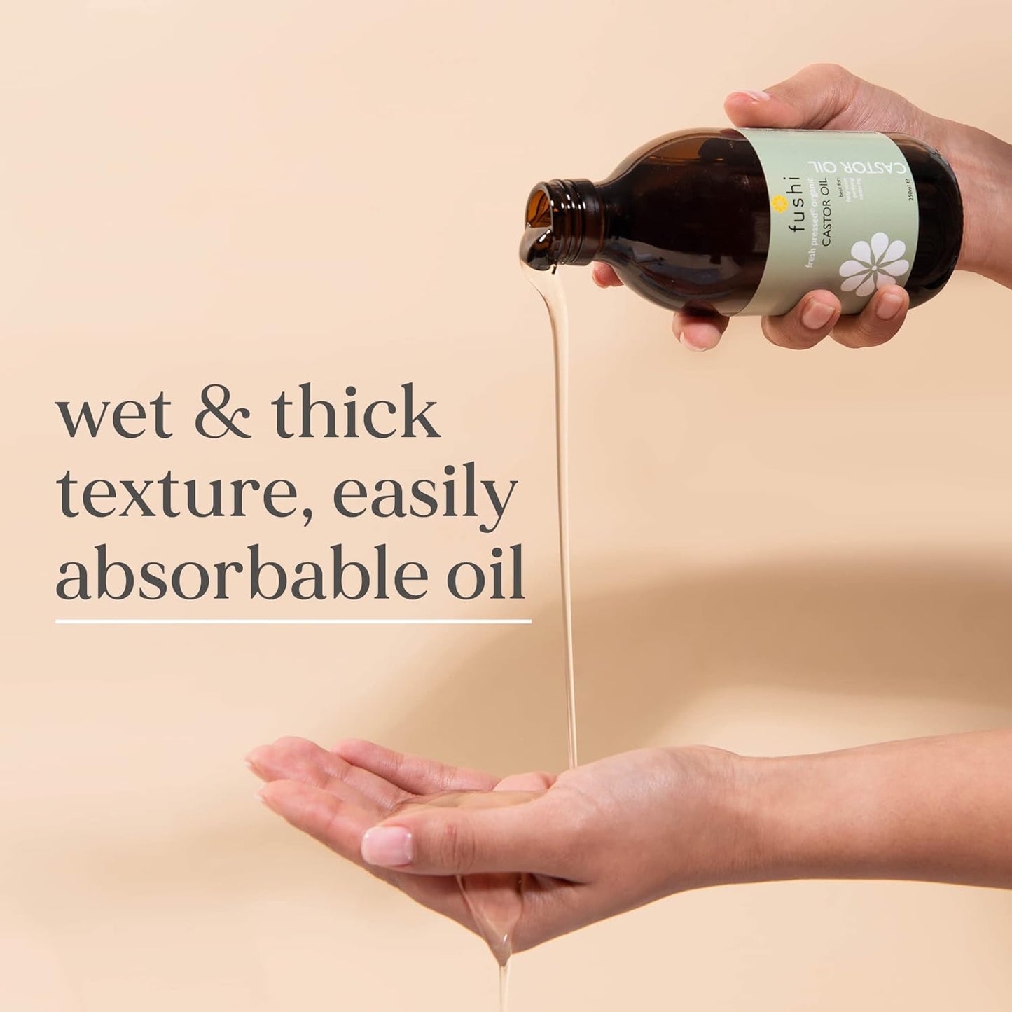 Fushi Organic Castor Oil 250ml 100% Pure Cold & Fresh-Pressed For Dry Skin