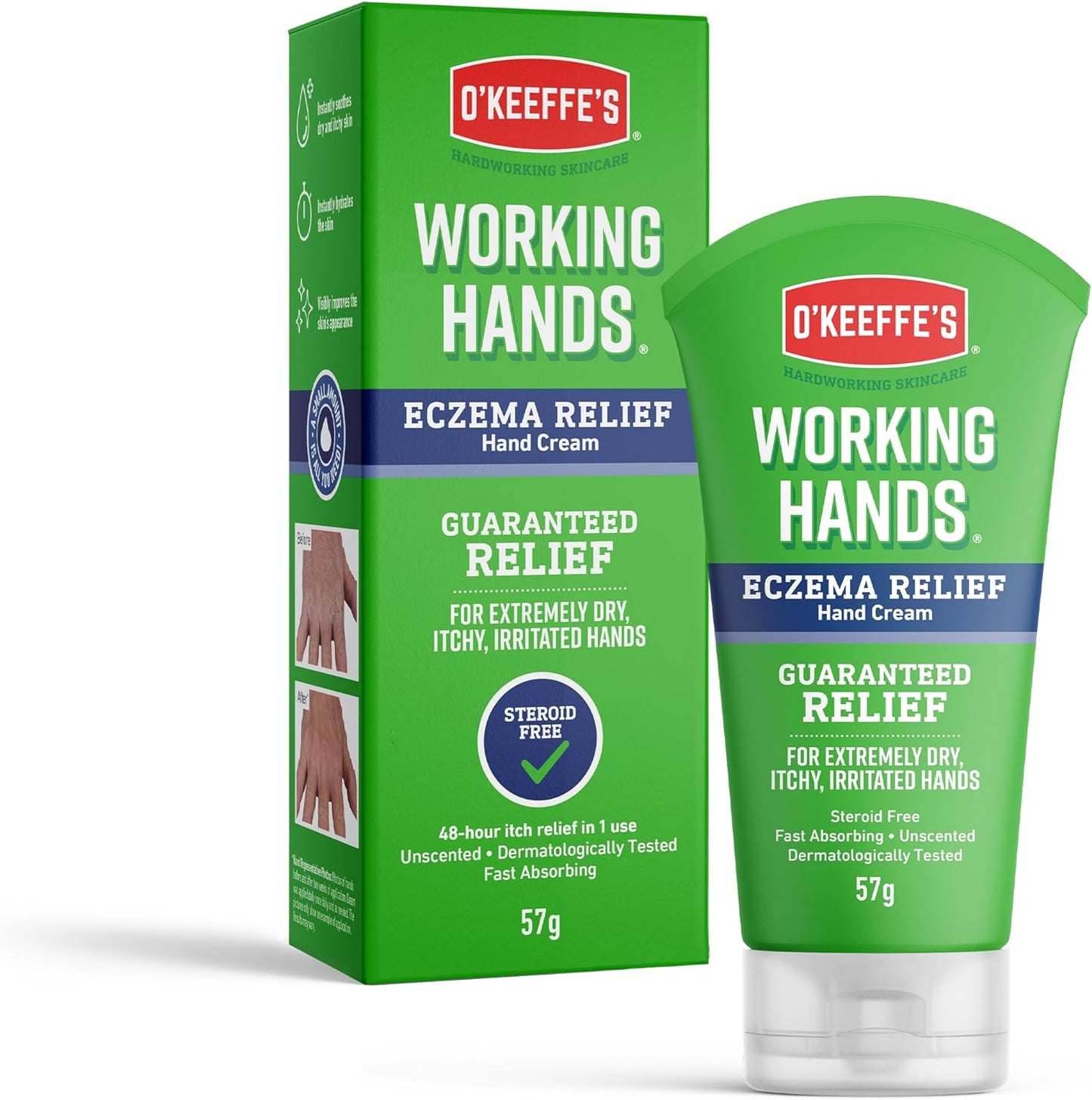 O’Keeffe’s Working Hands, 96g Jar - Hand Cream for Extremely Dry, Cracked Hands | Instantly Boosts Moisture Levels, Creates a Protective Layer & Prevents Moisture Loss