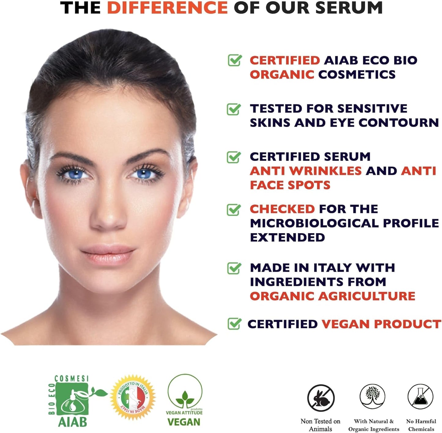 Big 2oz. ORGANIC Vitamin C Serum & Hyaluronic Acid for Face/Neck/Eye Contour
