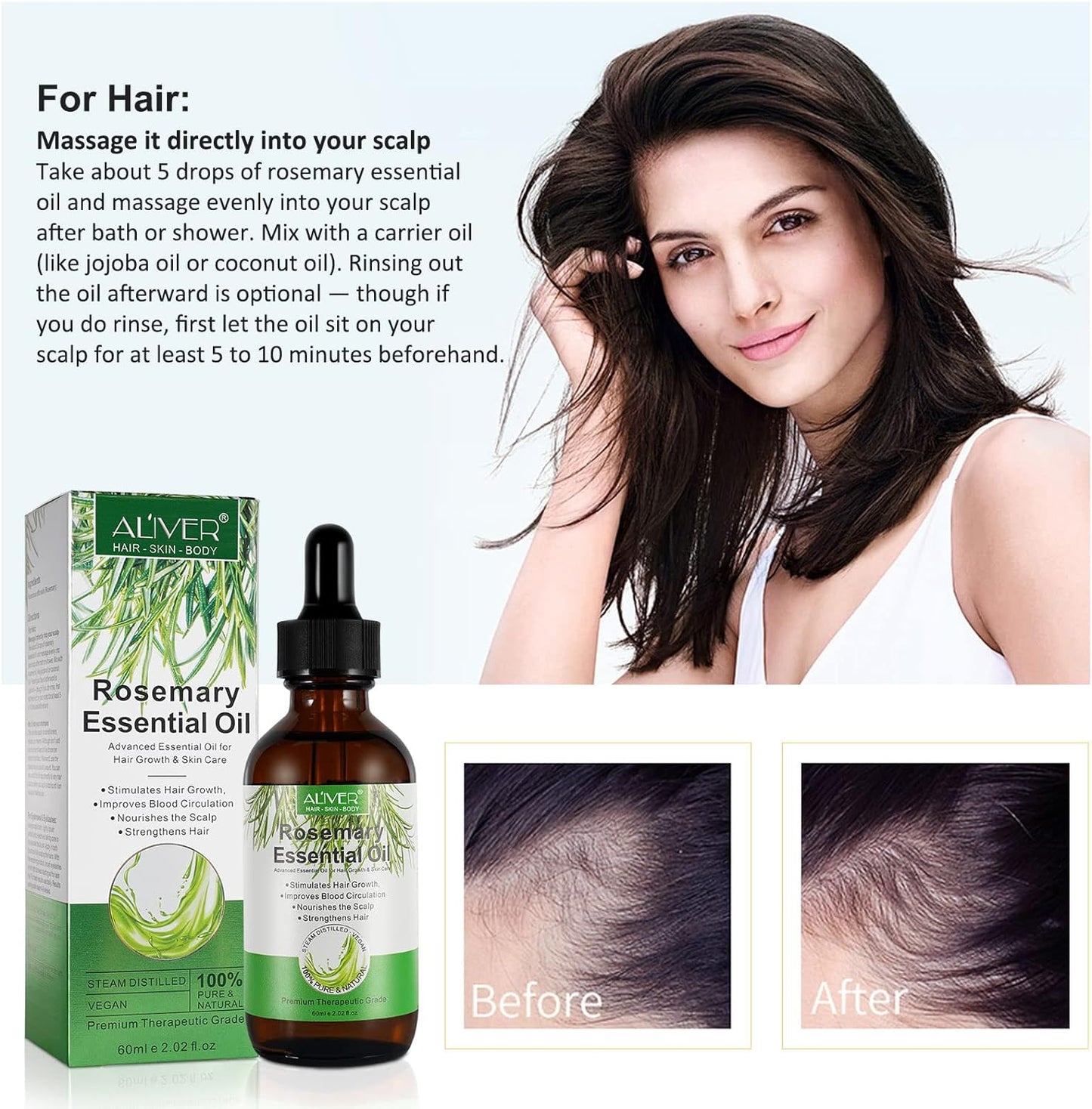Rosemary Oil for Hair Growth & Skin Care - 100% Pure Rosemary Essential Oil
