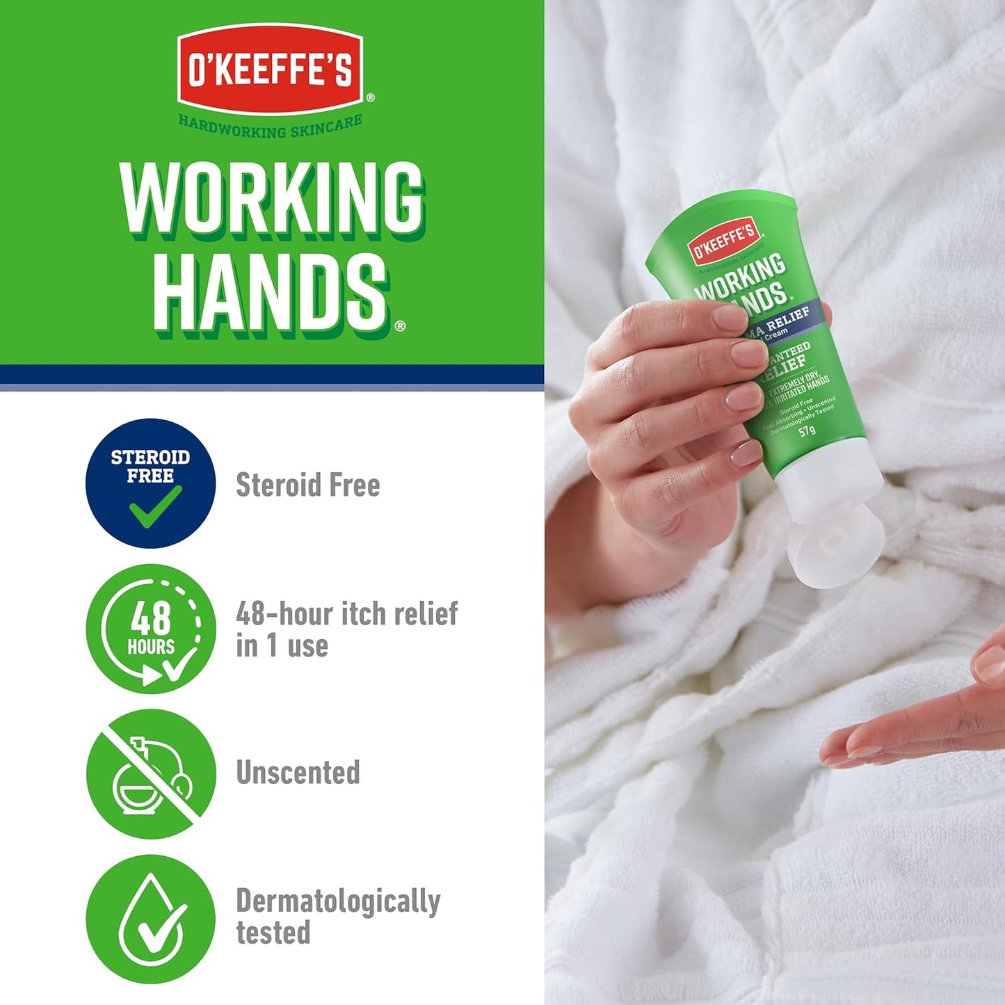 O’Keeffe’s Working Hands, 96g Jar - Hand Cream for Extremely Dry, Cracked Hands | Instantly Boosts Moisture Levels, Creates a Protective Layer & Prevents Moisture Loss