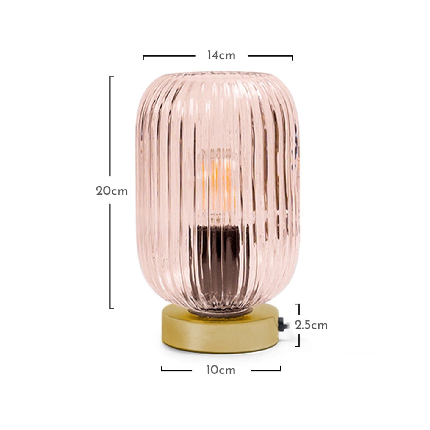 Elland 22.5cm Glass Table Lamp, Blush Pink & Gold