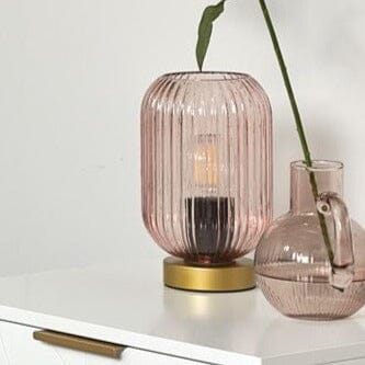 Elland 22.5cm Glass Table Lamp, Blush Pink & Gold