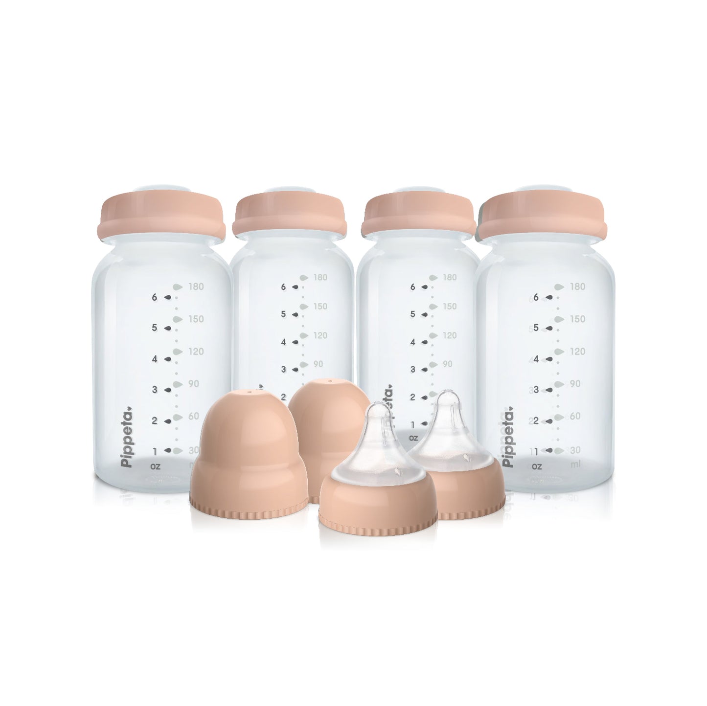 Milk Storage Bottles, teats & lids | Pack of 4